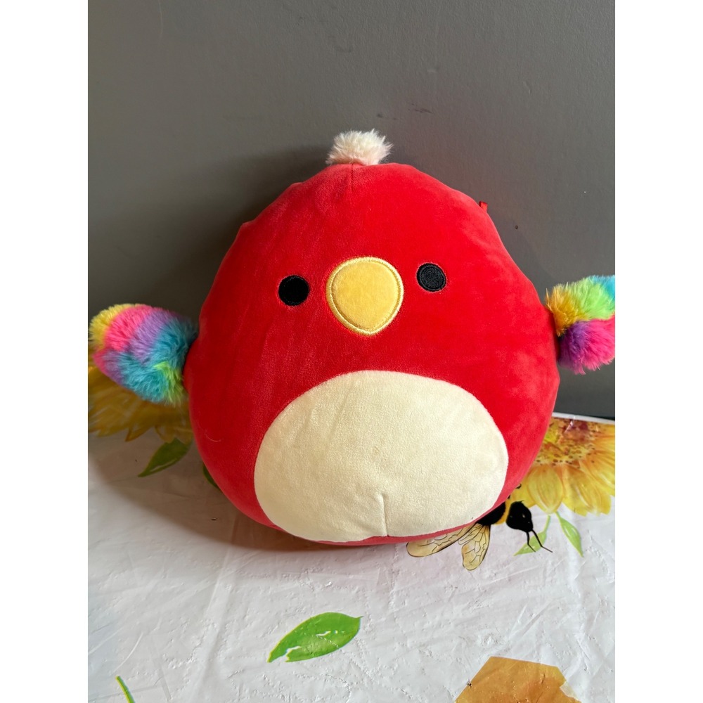 Squishmallows Paco the Red Parrot 8 Inch Plush Rainbow Wings Kellytoy Bird